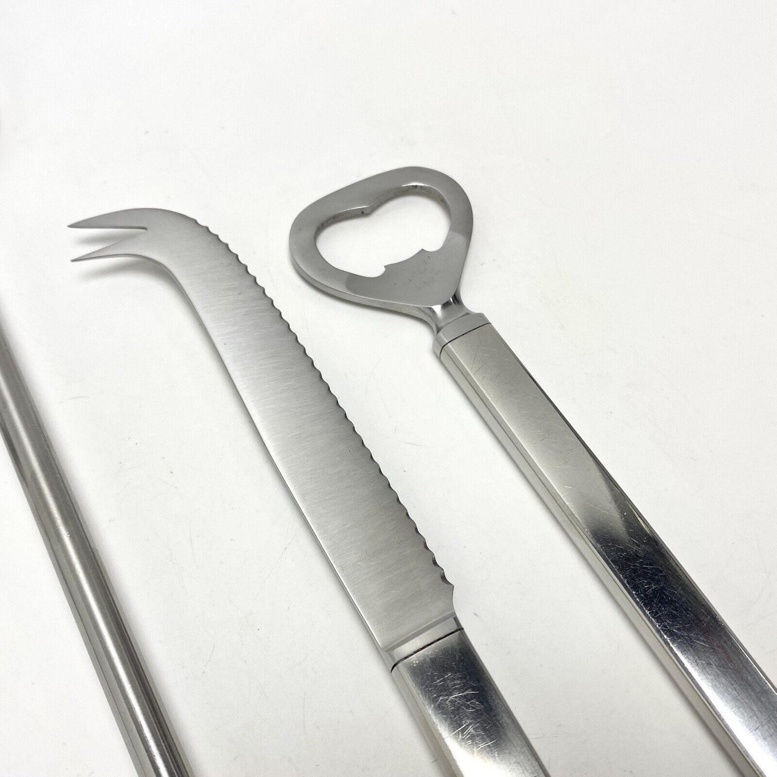 Rare Vtg MCM Georg Jensen Tuja Cocktail Bar Set Spoon Tongs Magnus Stephensen