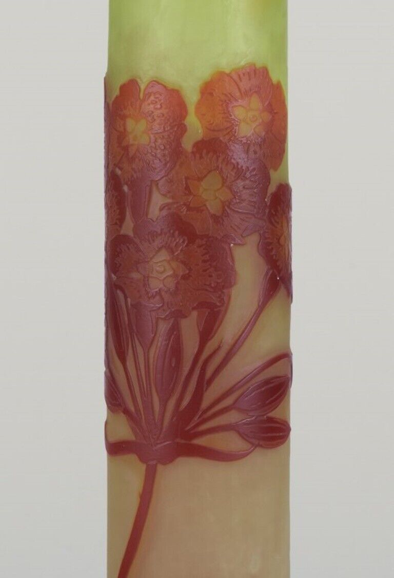 Émile Gallé France Colossal art glass vase with floral motifs Ca 1920