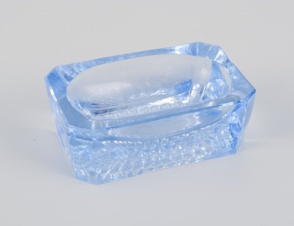 Fåglavik Glasbruk Sweden Four salt cellars in blue glass