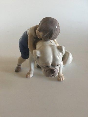 Bing and Grondahl Figurine Boy with Bulldog No 1790