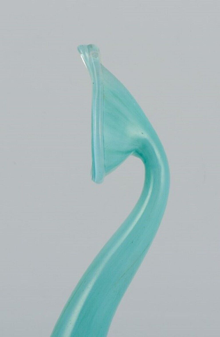 Murano Venice mouth-blown art glass vase in turquoise organic form 1960/70s