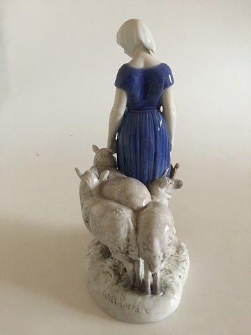 Bing and Grondahl Figurine Girl with Sheep No 2010