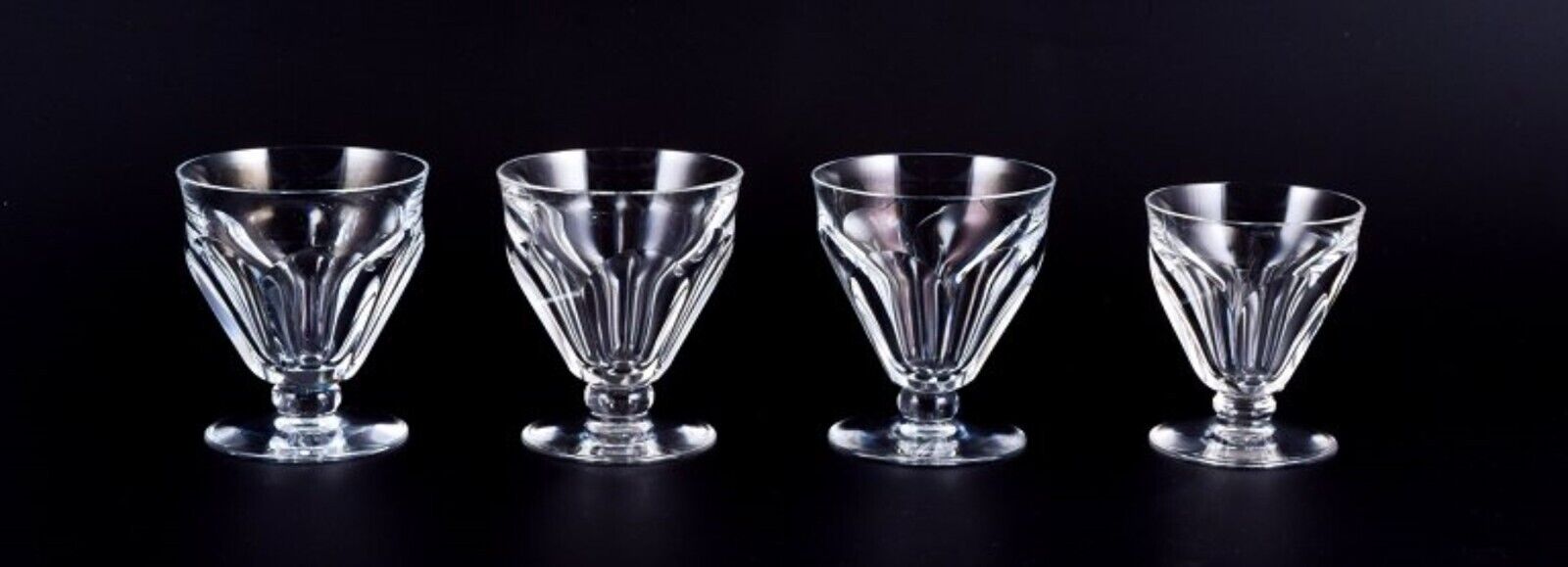 Baccarat France  Set of four Art Deco glasses in faceted crystal glass