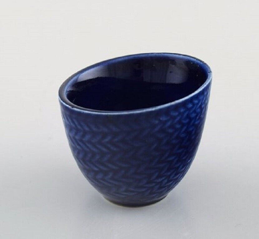 Hertha Bengtson for Rörstrand Four "blå eld" porcelain egg cups 1960's