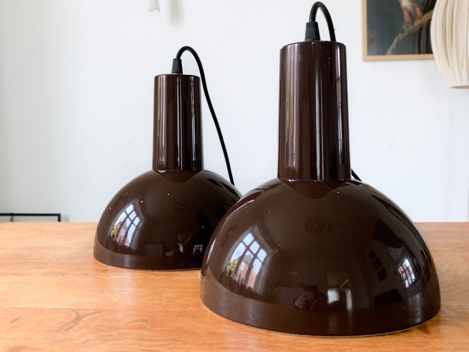 Vintage Louis Poulsen Chocolate Brown Lamp - Rustic Loft Style - Pair