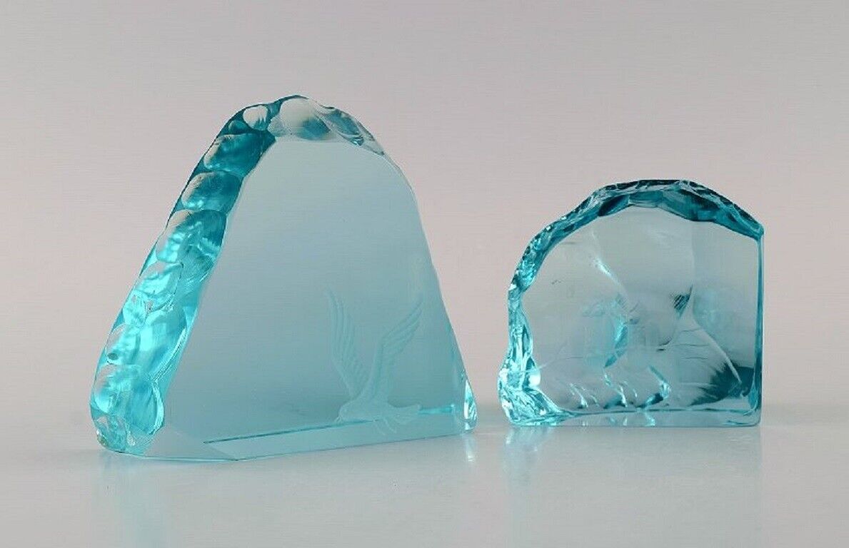 Vicke Lindstrand (1904-1983) for Kosta Boda Two mouth-blown glass blocks