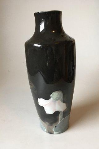 Rorstrand Per Algot Eriksson Black Vase with Flower Decoration