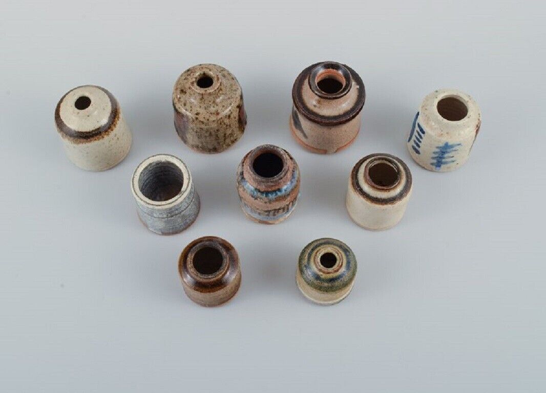 Collection of nine miniature vases in glazed ceramics Denmark 1960 / 70's