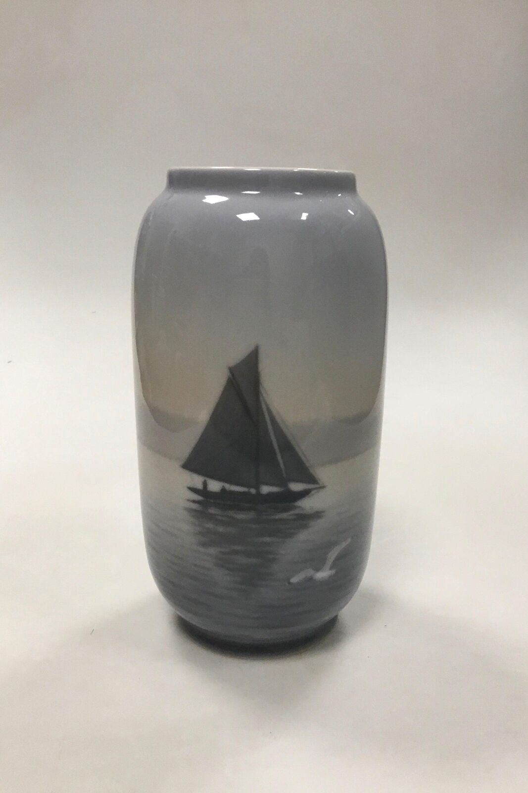 Royal Copenhagen Art Nouveau vase with sailing ship no 1100/107