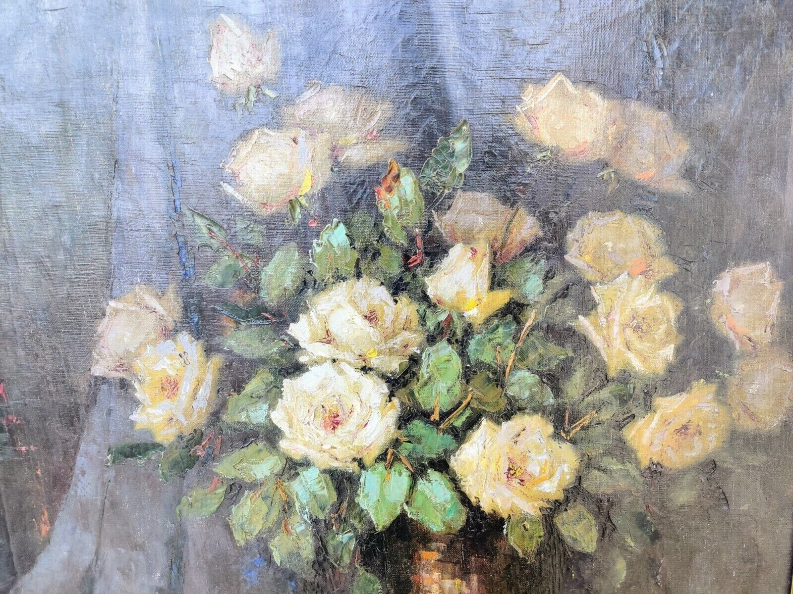 Carl Holger Fischer (1885-1955): HUGE BOUQUETE OF PALE YELLOW ROSES