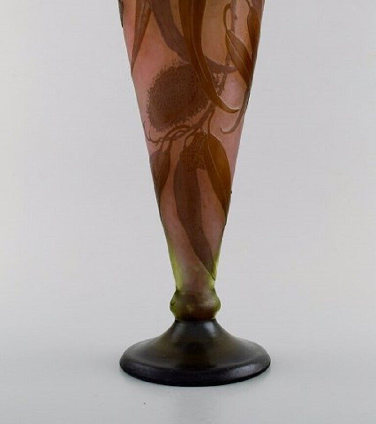 Emile Gallé vase in frosted and overlaid brown art glass ca 1910