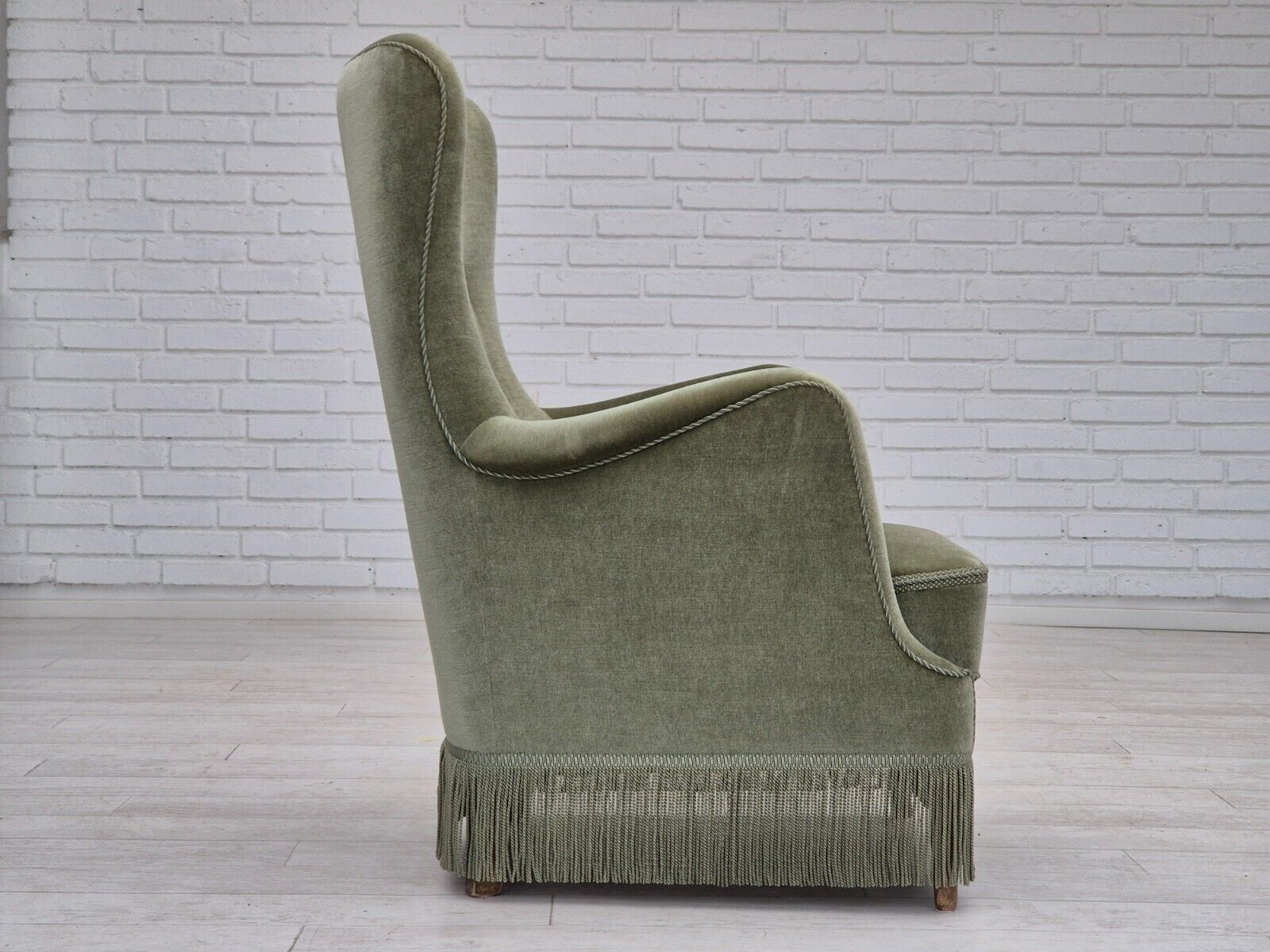 1970s Danish armchair velour beech wood original excellent condition