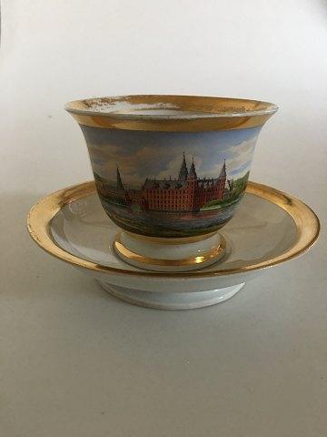 Royal Copenhagen Antique Morning Cup with handpainted motif of Frederiksborg