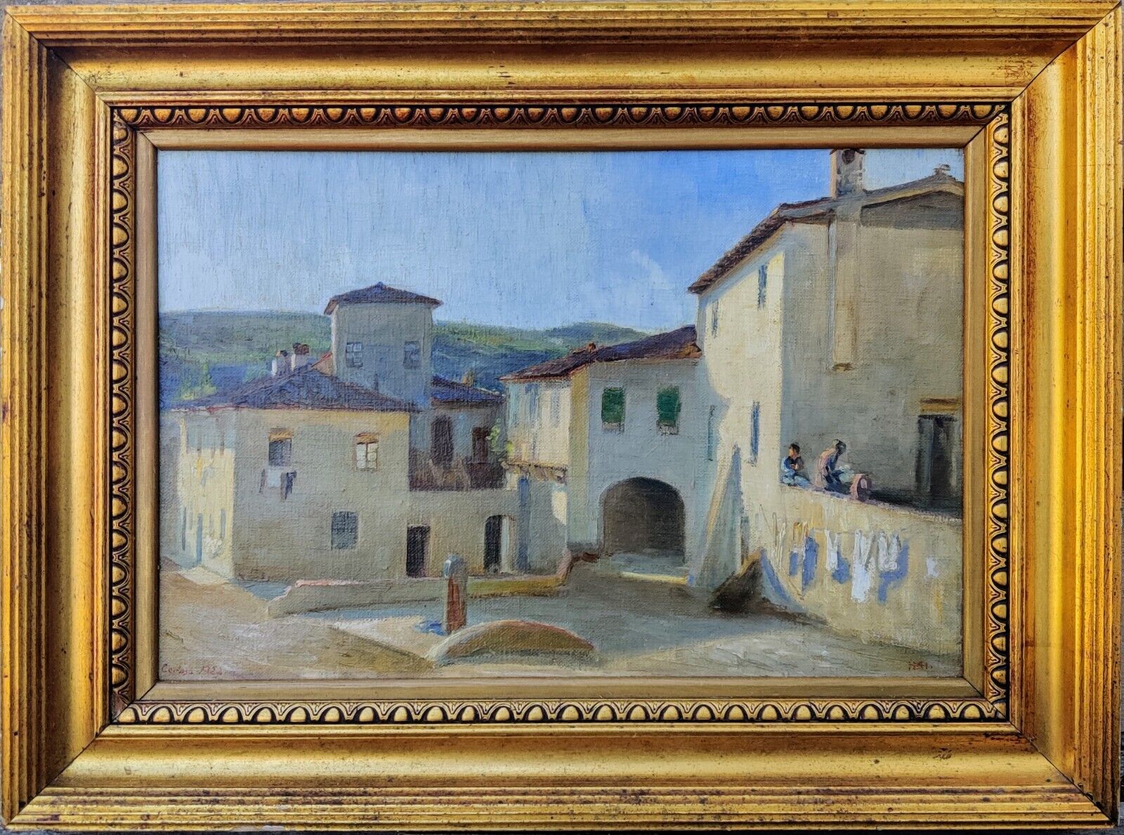 OLD  TOWN CERLOSA (?) original oil painting