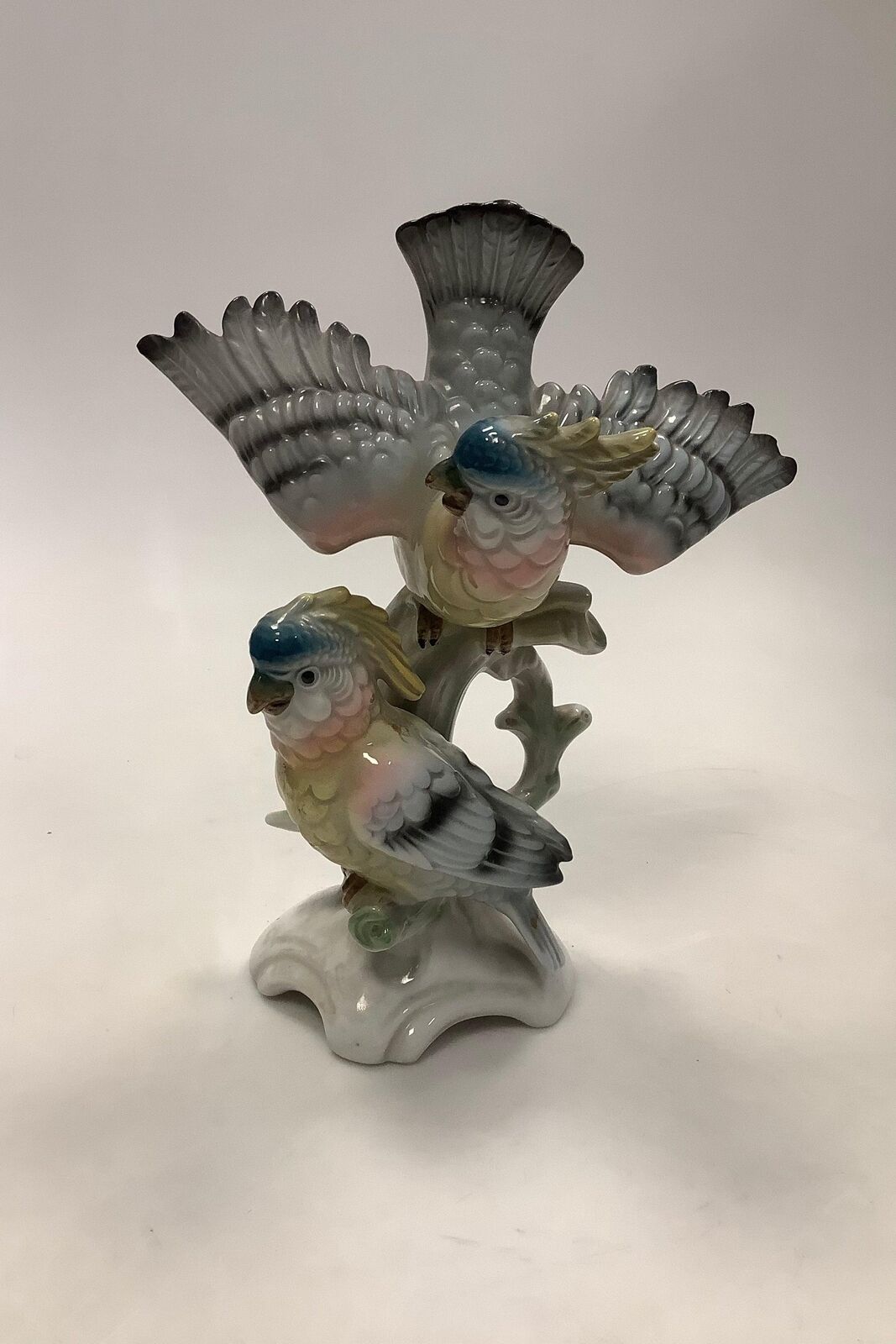 Gerold Porzellan Bavaria Figurine parrots Germany Porcelain Measures 245cm /