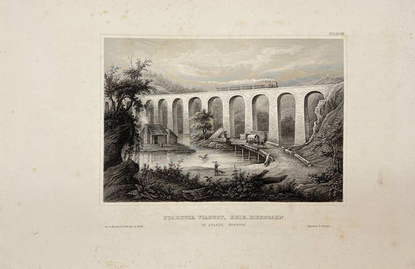 Antique Print - Karl Reiss - Starucca Viaduct Erie Railroad - New York - E5