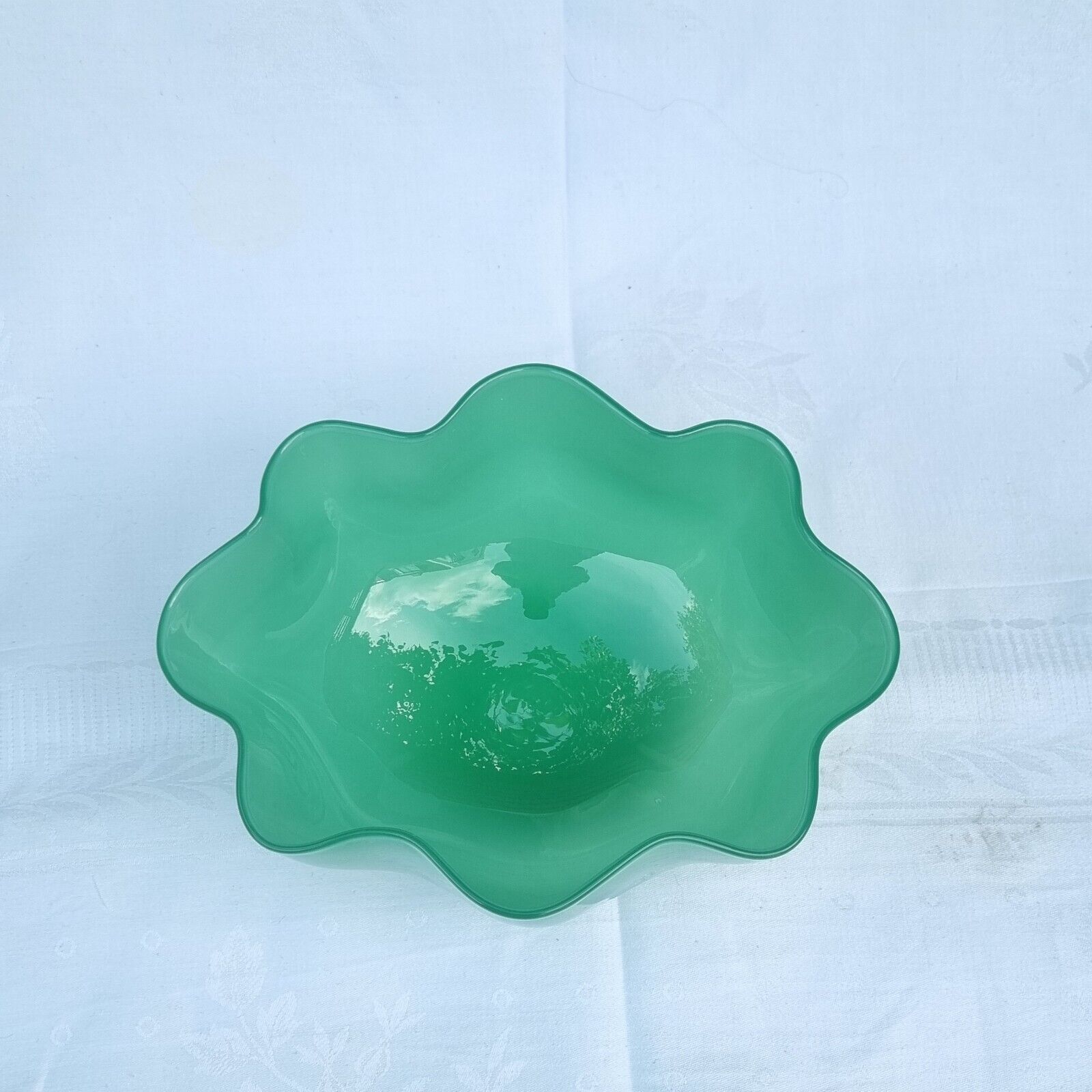 Orrefors Kantara bowl Sven Palmqvist Opalescent Green Glass Signed Expo