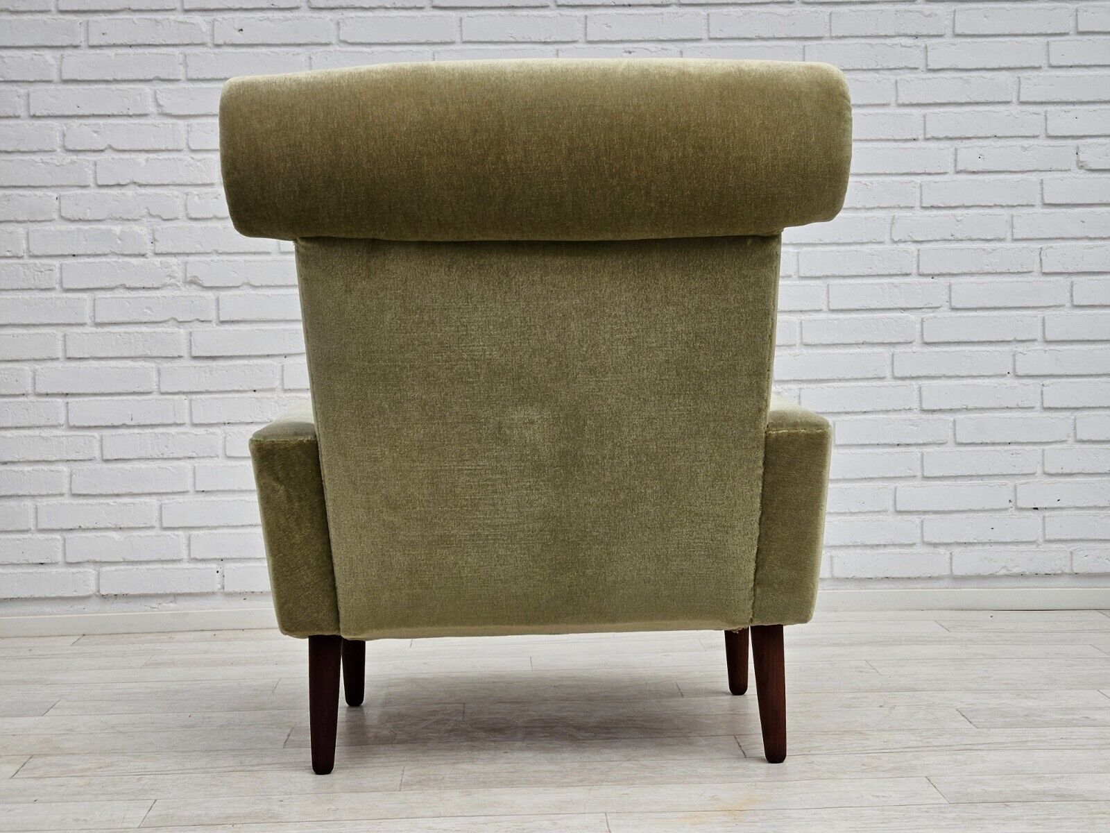 1970s Danish armchair original condition furniture velour woven wool fabric