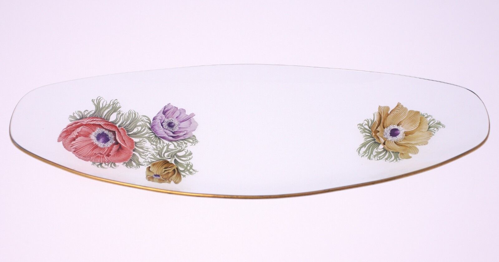 Vintage oval shaped glass dish with a floral detail-circa 1960s-Weight 284g