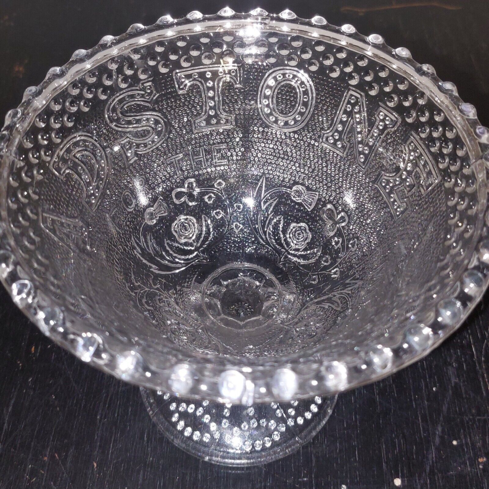 Gladstone for the Million glass pressed glass bowl on foot c 1890