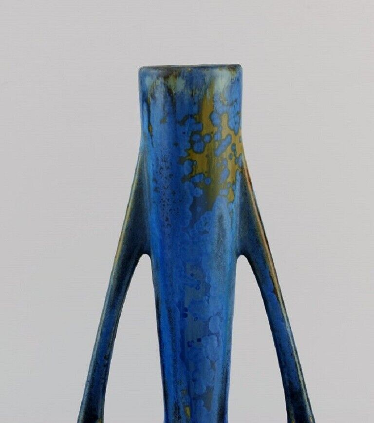 Pierrefonds France Vase with handles in glazed stoneware