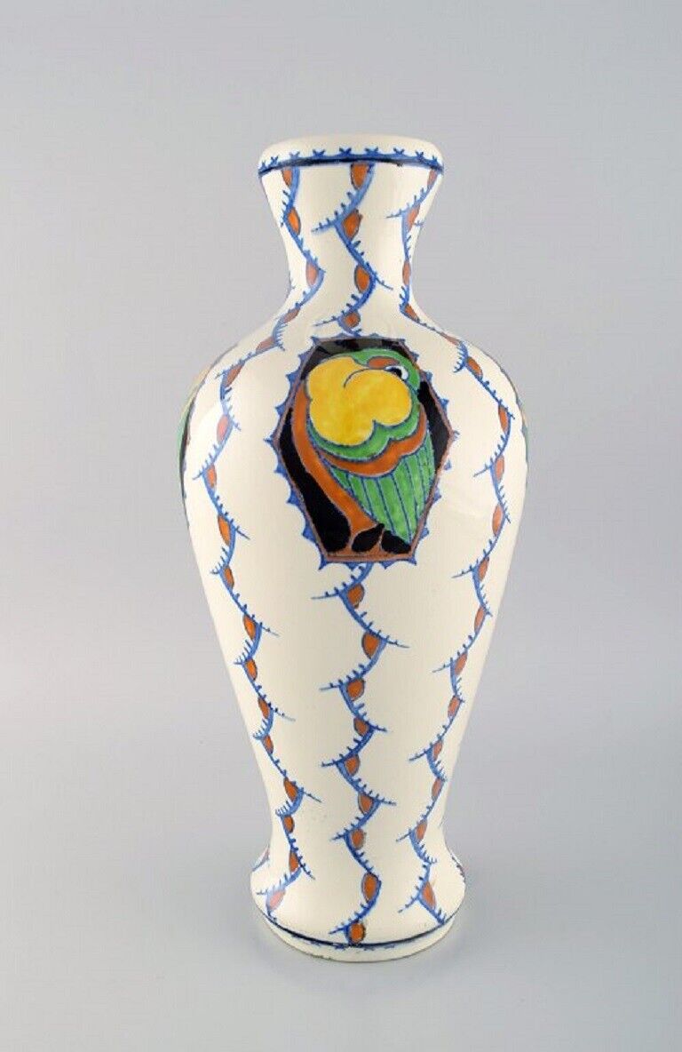 Boch Freres Keramis Belgium Large Art Deco vase in glazed ceramics