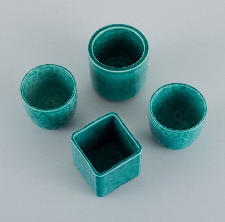 Wilhelm Kåge for Gustavsberg Four Argenta Art Deco vases in glazed ceramics