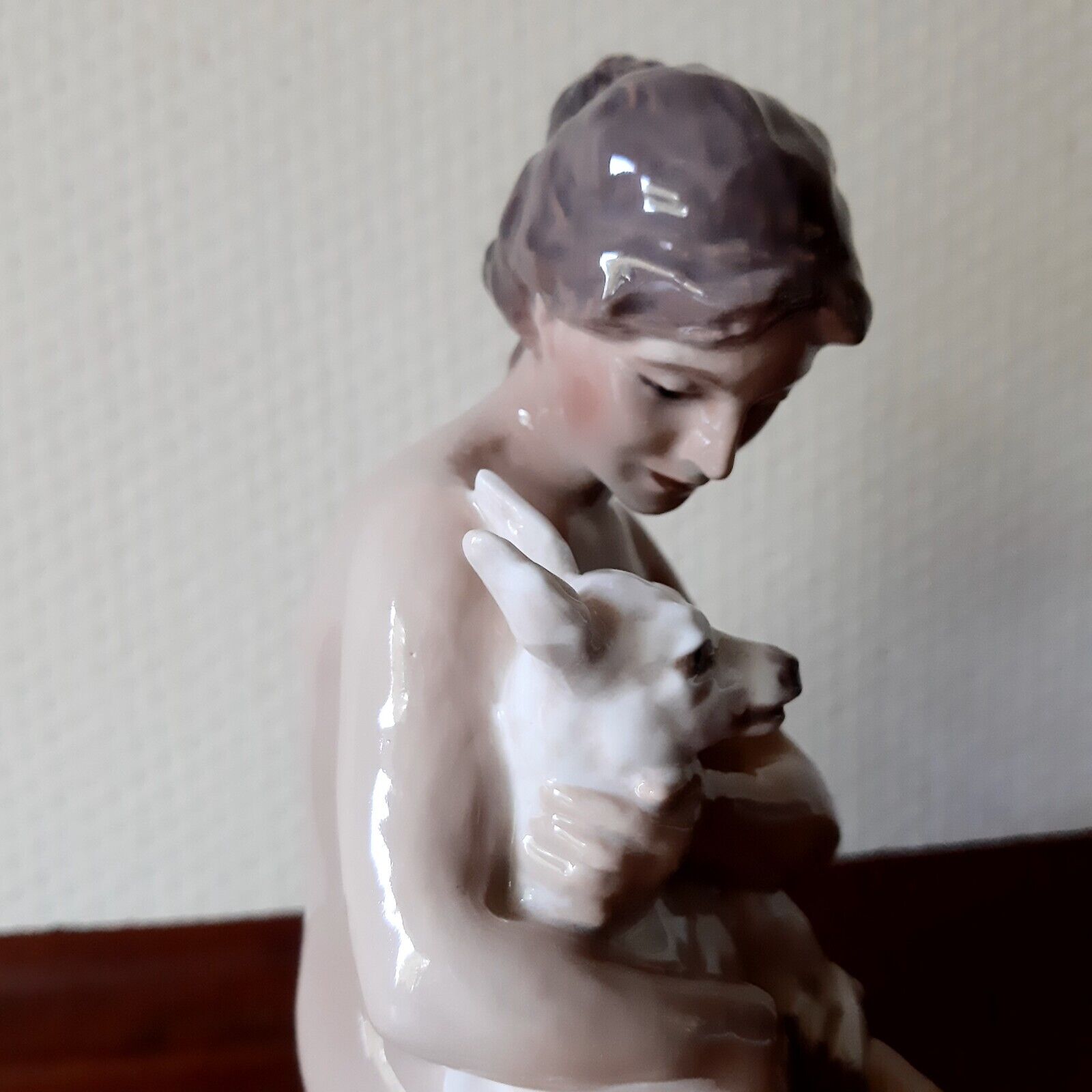 GIRL with KID GOAT by Lauritz Jensen for DAHL JENSEN Denmark # 1276 Fact 1