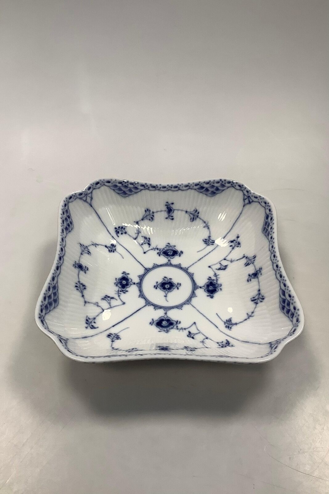 Royal Copenhagen Blue Fluted half Lace Square Bowl No 708