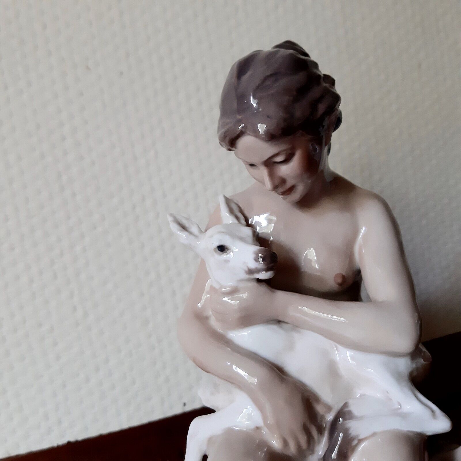 GIRL with KID GOAT by Lauritz Jensen for DAHL JENSEN Denmark # 1276 Fact 1