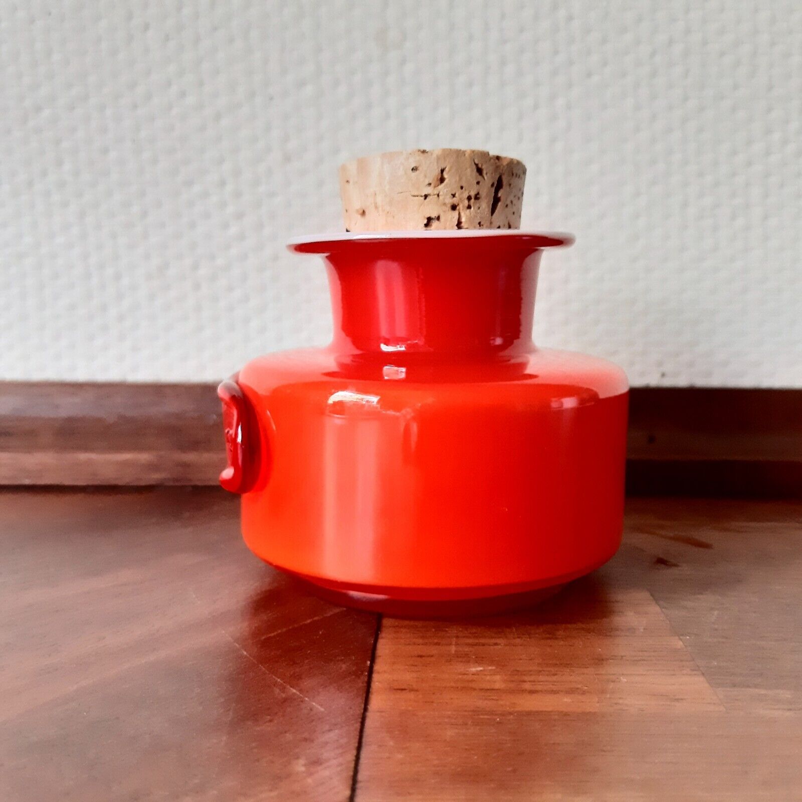 Orange-Red cased glass spice jar PALET or PALETTE serie MICHAEL BANG HOLMEGAARD