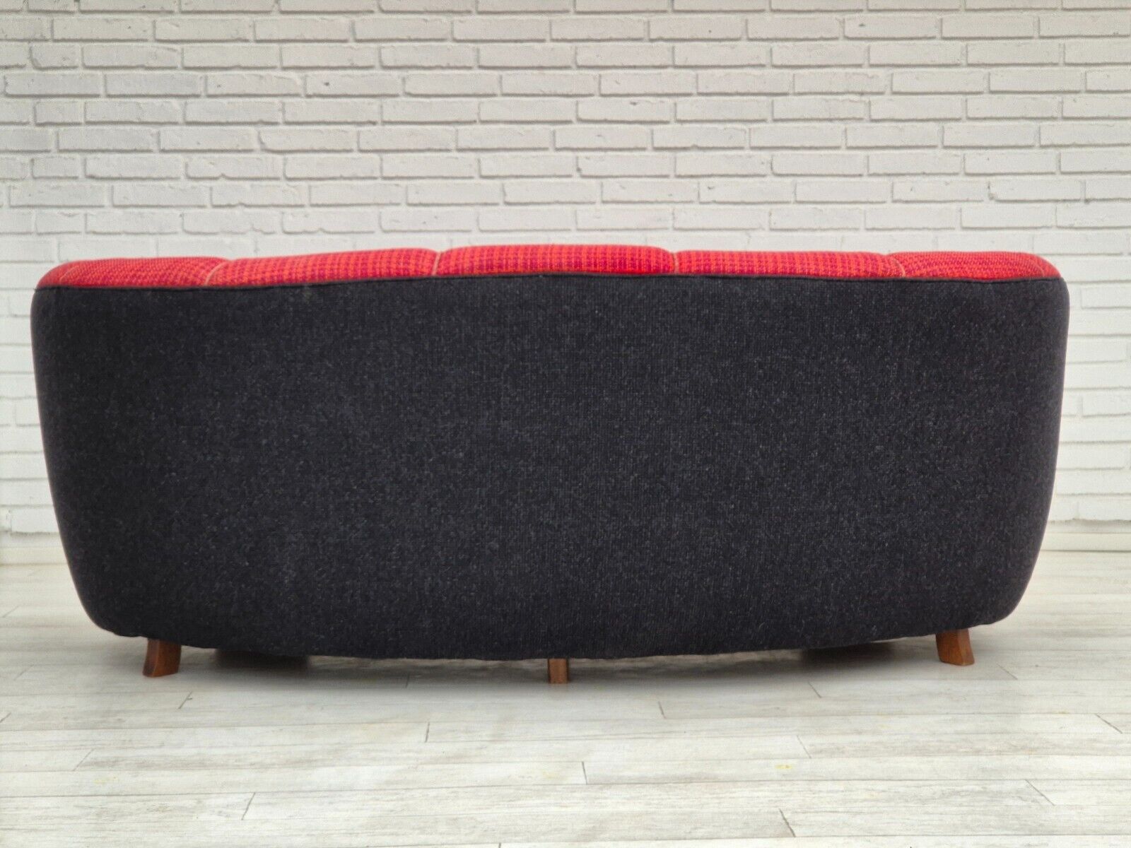 1960s Danish 2 seater "Banana" sofa furniture wool beech wood