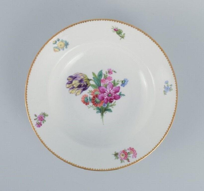 BG Bing  Grondahl Saxon flower Three deep plates decorated with flowers