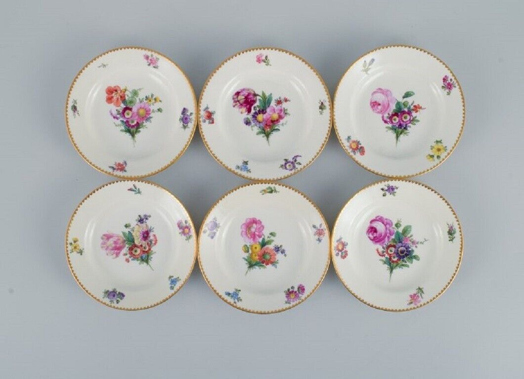 BG Bing  Grondahl Saxon flower Six cake plates decorated with flowers