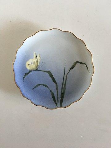 Bing  Grondahl Cake Plate with Flower decoration and goldrim