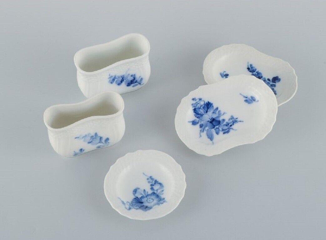 Five pieces of Royal Copenhagen Blue Flower braided porcelain