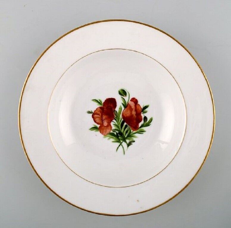 4 antique Royal Copenhagen deep plates in Flora Danica style