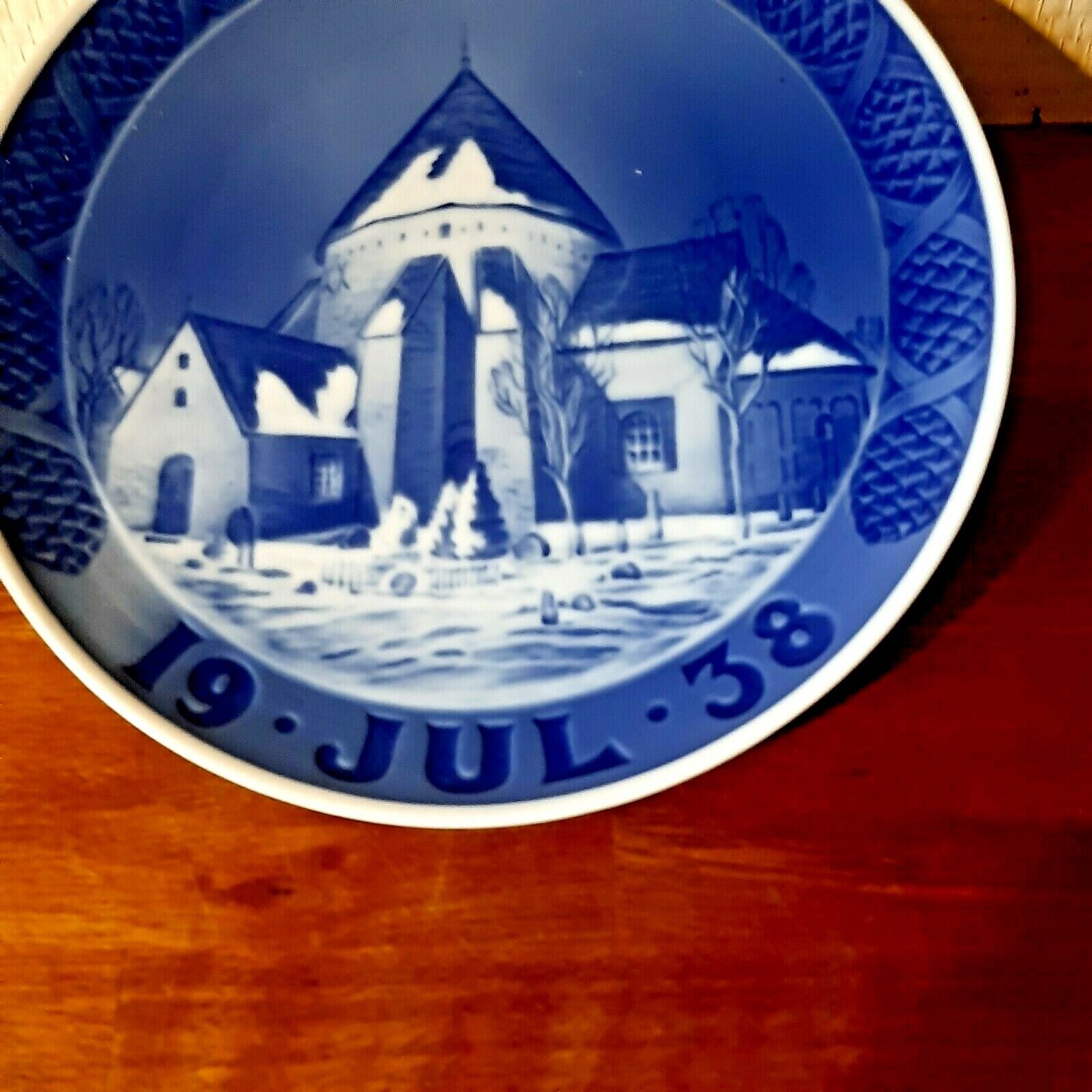 OLD 1938 Christmas Plate Oesterlars Church on Bornholm ROYAL COPENHAGEN 1st