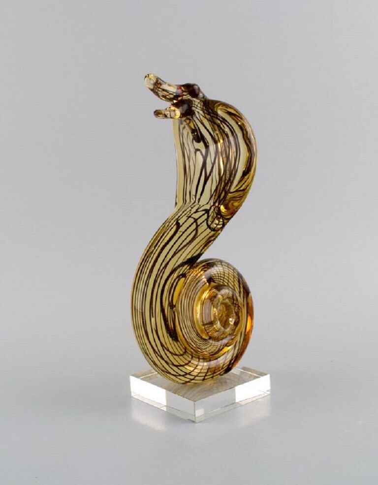 Rare Murano sculpture in mouth blown art glass Cobra snake 1960s