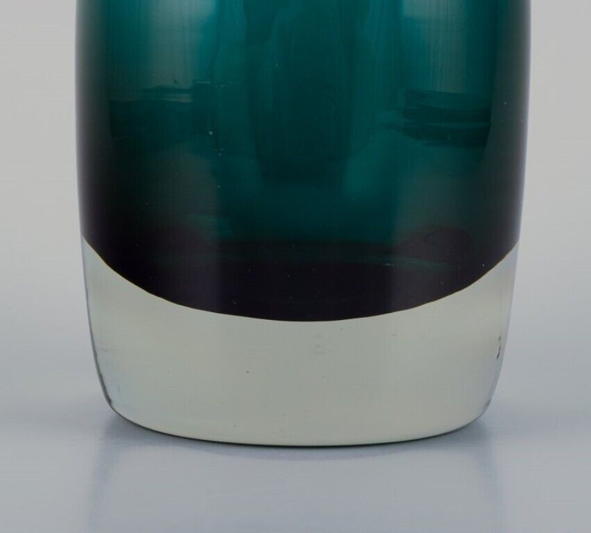 Tamara Aladin for Riihimäen Lasi  Art glass vase in turquoise 1960s