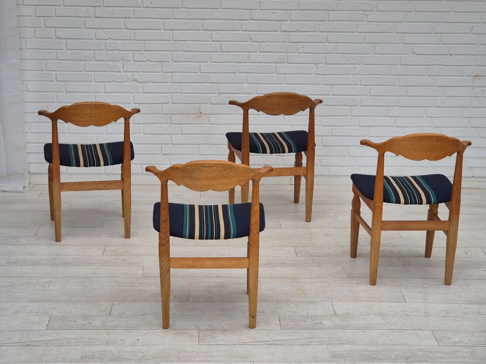 1970s Danish design by Henning Kjærnulf set of 4 dinning chairs oak wood