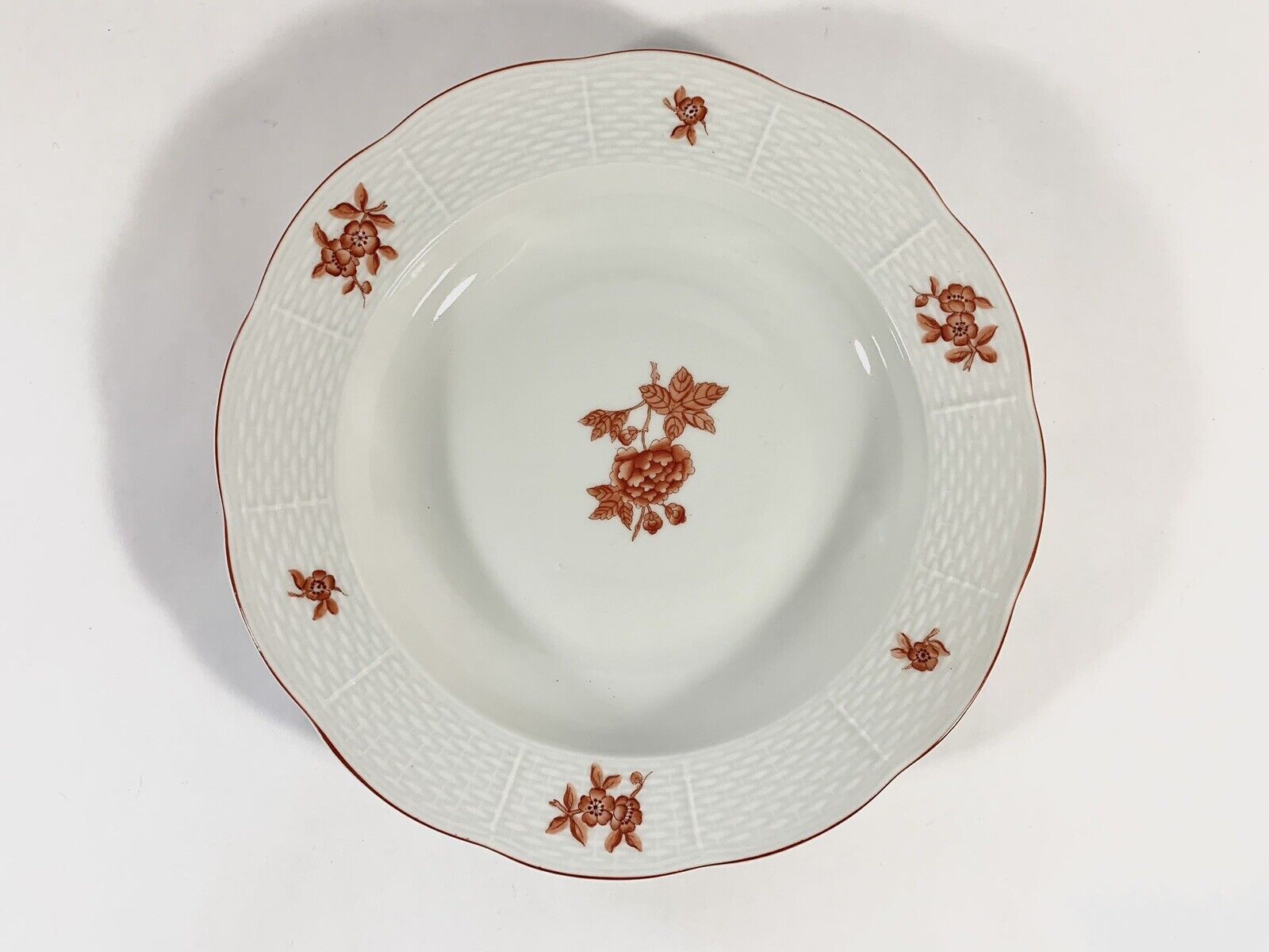 4x Herend Eton Rust Red Deep Plates Soup Pasta Bowls 245 cm 96 inch