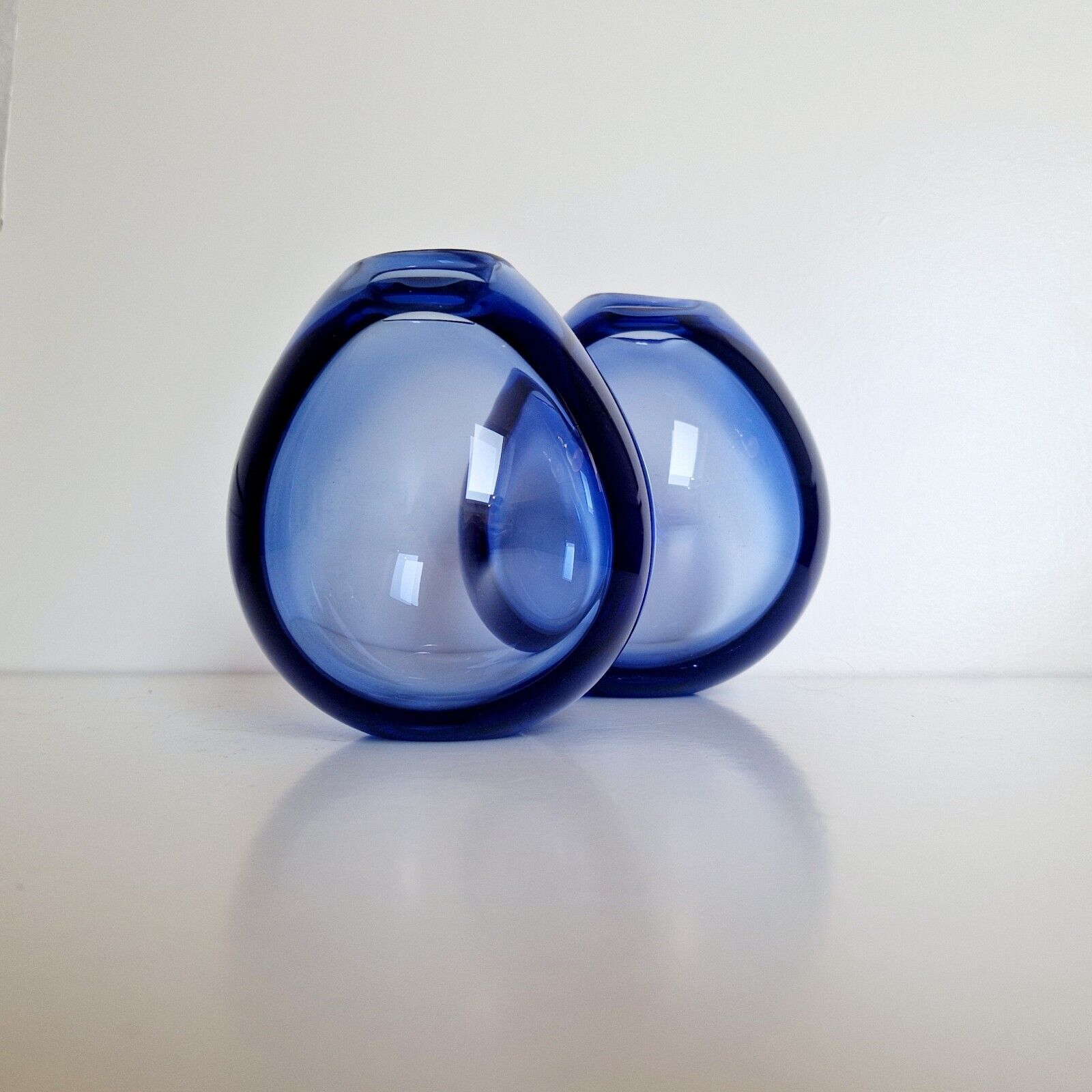 Holmegaard Per Lütken Drop Vase Blue 2pcs Vintage MCM Artificial Glass