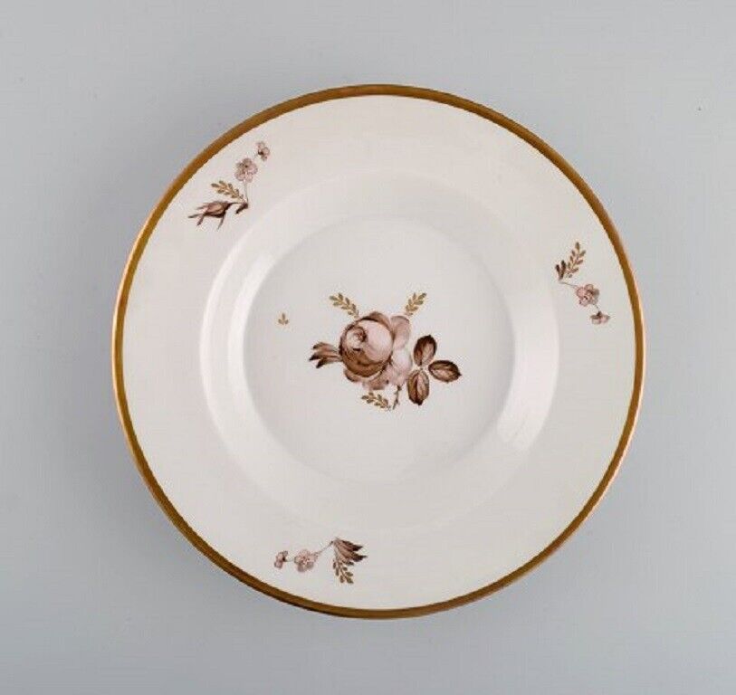 Twelve Royal Copenhagen Brown Rose deep plates 1960s