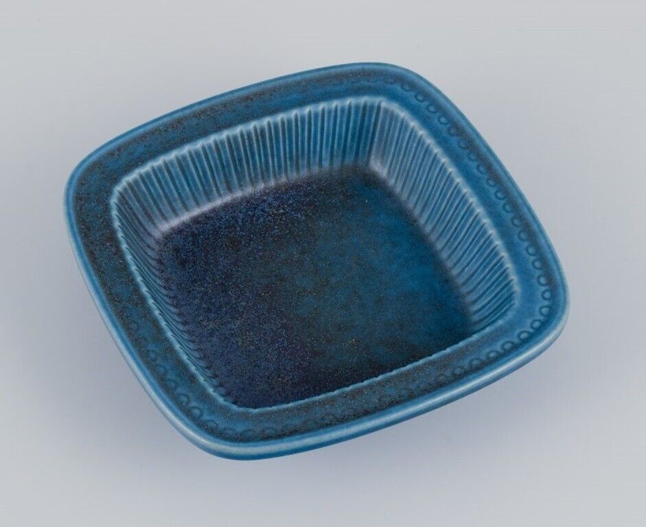 Gunnar Nylund for Rörstrand Sweden Low bowl with blue-toned glaze