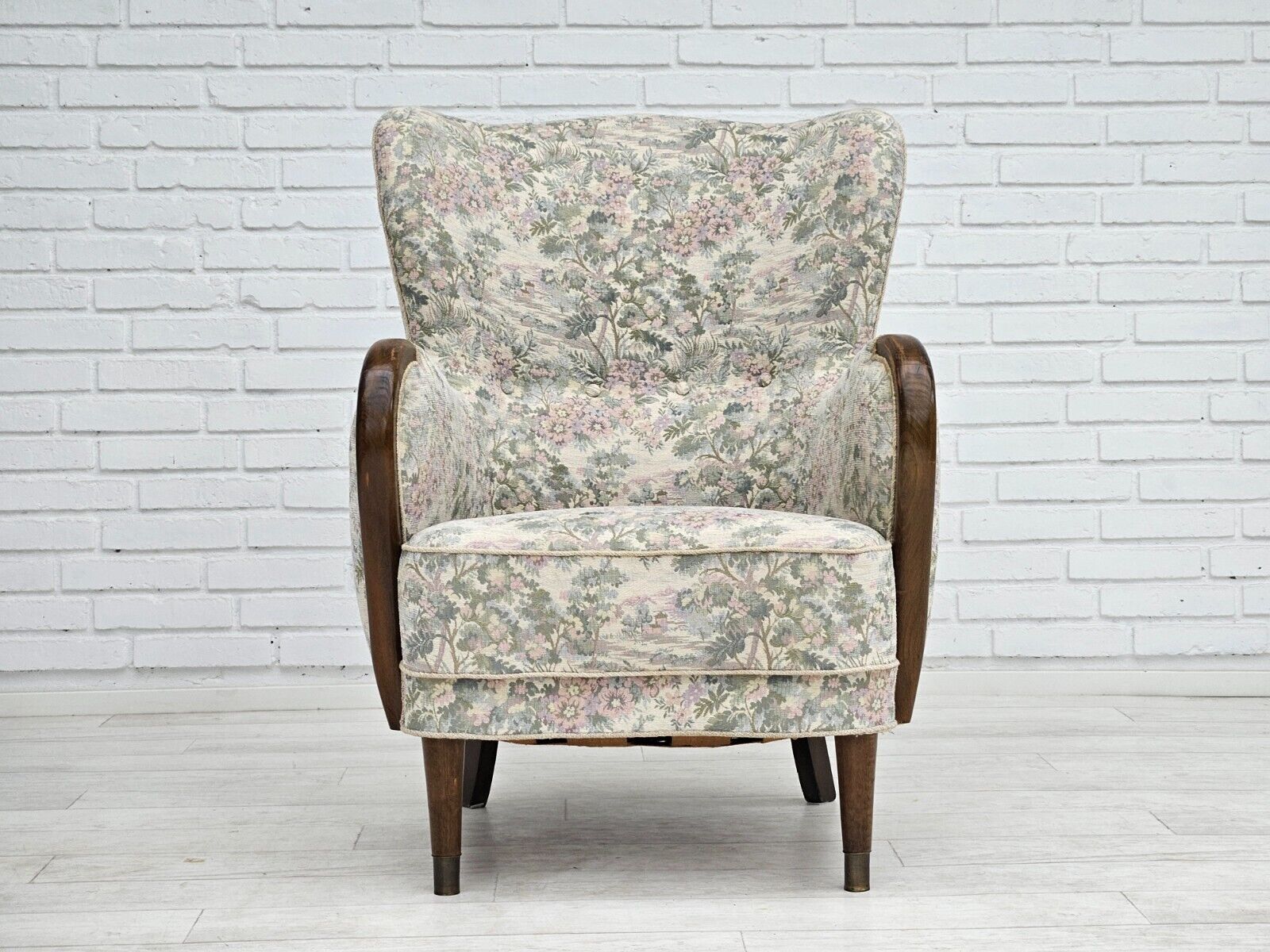 1955-60s Danish design armchair in floral multicolor fabric original