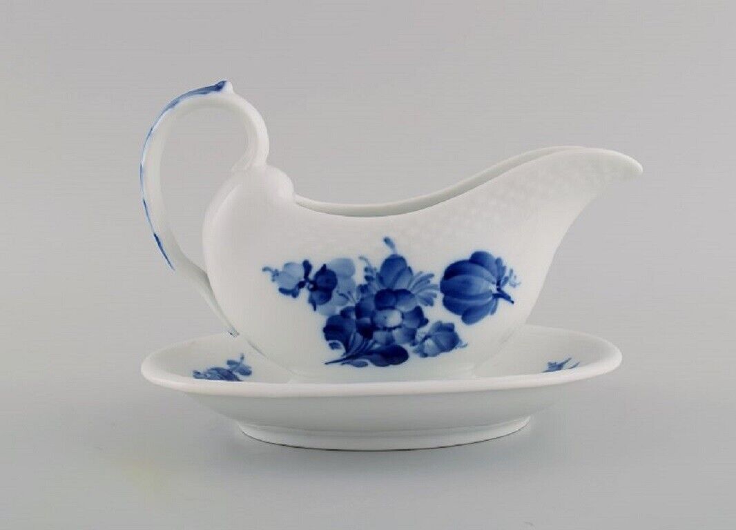 Royal Copenhagen Blue Flower Braided sauce boat on fixed stand