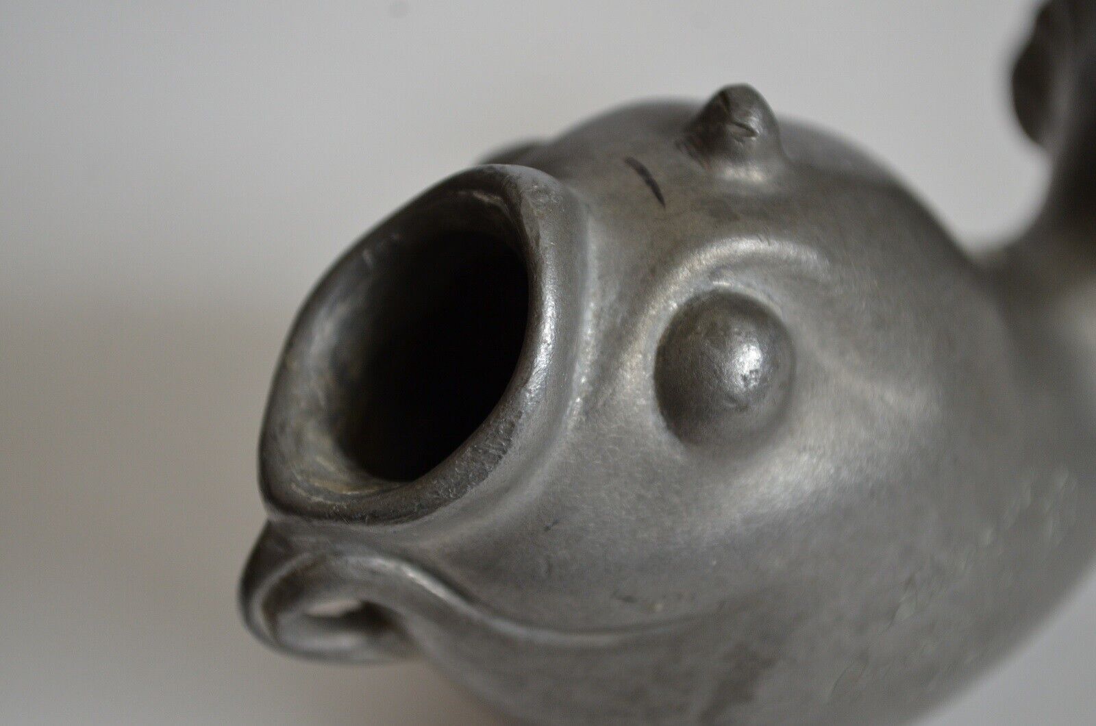 JUST ANDERSEN Art Deco Tin Figure Big Mouth Fish Statue Cast Denmark