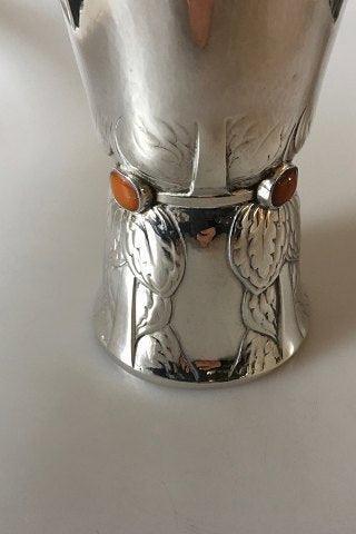 Georg Jensen Silver Vase with Amber Stones No 116