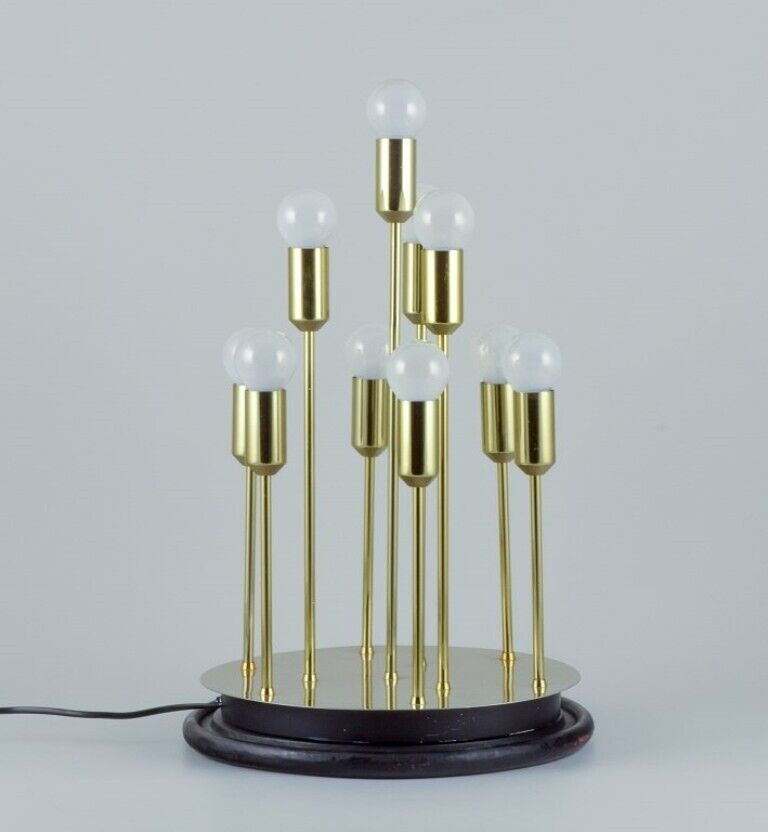 Sülken Leuchten Modern lamp for ten bulbs Brass on a black wooden base